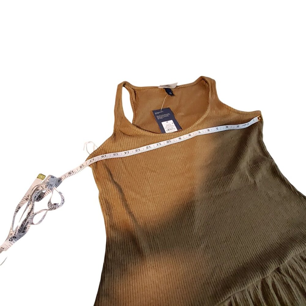 Universal Thread Ribbed Midi Tank Dress Sustainable Tan/Olive Medium - Picture 3 of 12